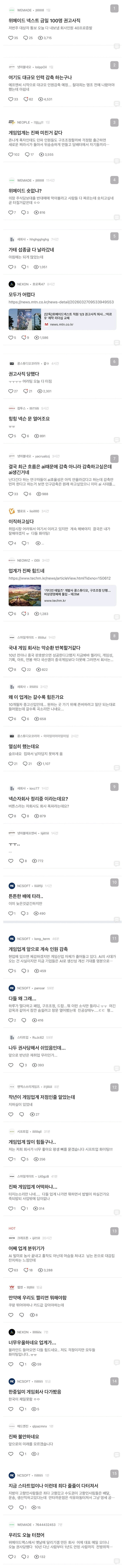 최근 구조조정이 심각해진 업계