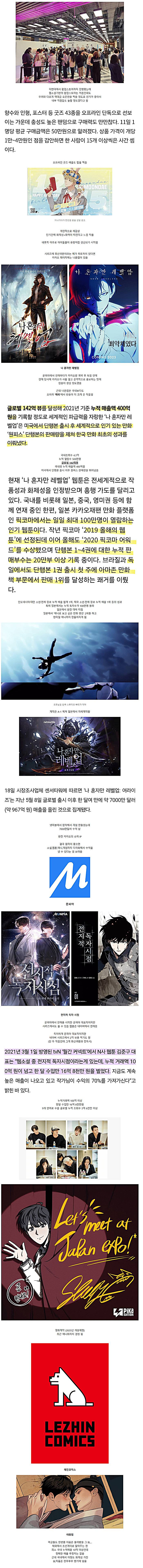 웹툰, 웹소설 플랫폼들의 간판 작품들