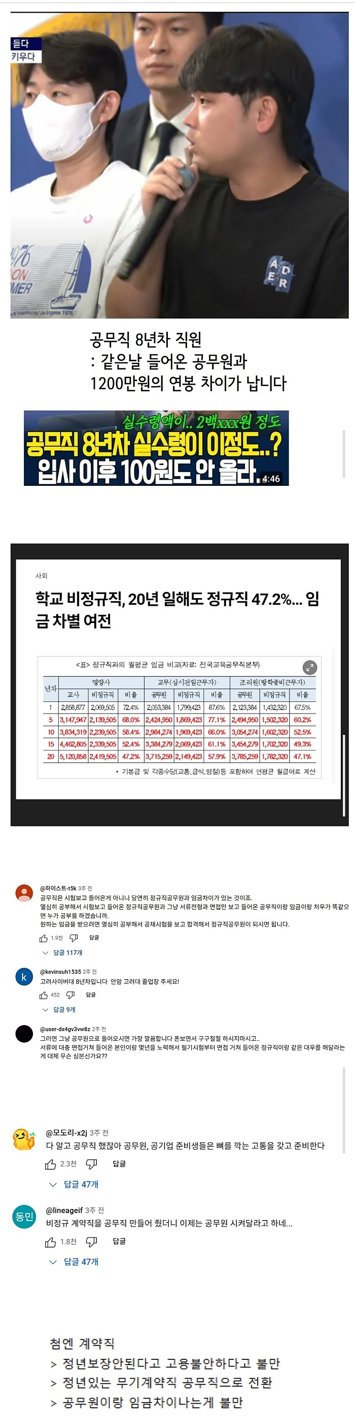 공무원과 임금격차가 억울한 공공기관 공무직원들