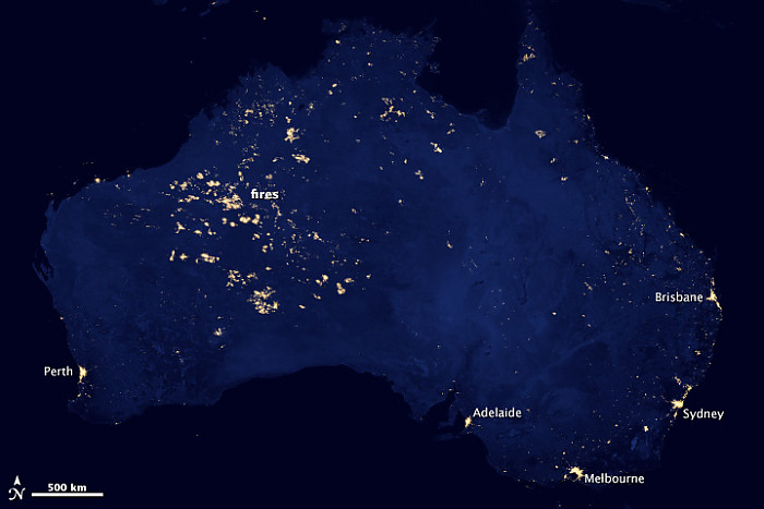육지의 섬과도 같은 호주 지도